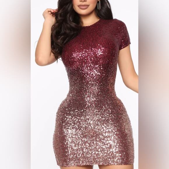 Fashion Nova Burgundy and Silver Sequin Mini Dress - Picture 4 of 7